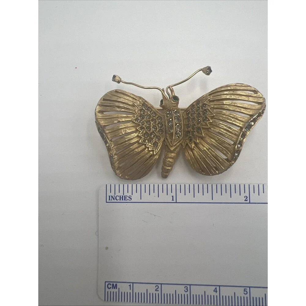 Vtg Butterfly Unsigned Schrager Brooch Large 3